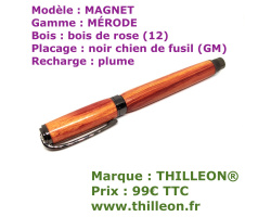 magnet_mrode_plume_et_roller_bois_de_rose_noir_chien_de_fusil_stylo_artisanal_thilleon_horiz