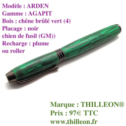 arden_agapit_vert_plume_ou_roller__chne_brl_vert_noir_chien_de_fusil__stylo_artisanal_bois_thilleon_ferme_marque