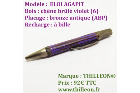 eloi_agapit_violet_bronze_antique_stylo_artisanal_bois_thilleon_a_plat_orig_marque
