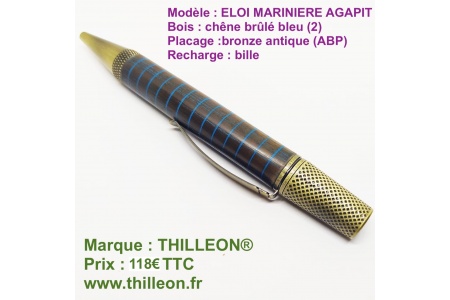 eloi_mariniere_agapit_bleu_chene_brule_2_bronze_antique_abp_stylo_artisanal_bois_thilleon