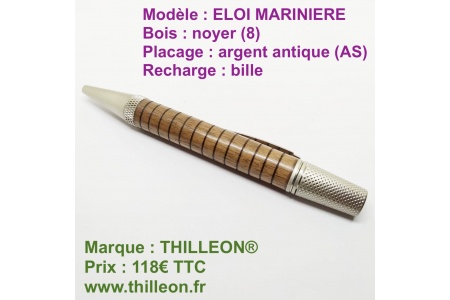 eloi_mariniere_noyer_8_argent_antique_as_stylo_artisanal_bois_thilleon