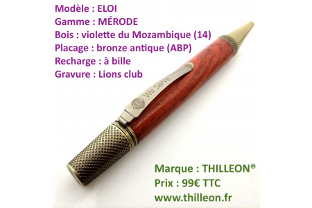 eloi_mrode__bille_violette_mozambique_placage_bronze_antique_stylo_artisanal_bois_thilleon_lions_gravure_we_serve_marque