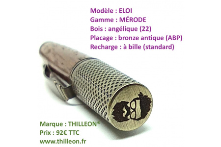 eloi_mrode_anglique__bille__placage_bronze_antique_stylo_artisanal_en_bois_thilleon_logo