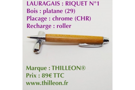 lauragais_riquet_n1_platane_chrome_stylo_artisanal_bois_thilleon_canal_du_midi_orig_marque