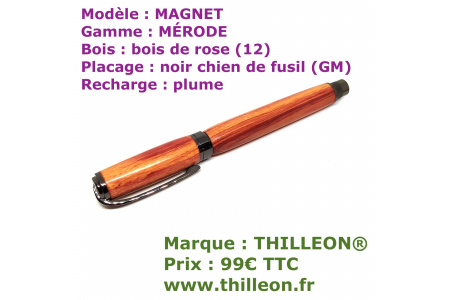 magnet_mrode_plume_et_roller_bois_de_rose_noir_chien_de_fusil_stylo_artisanal_thilleon_horiz