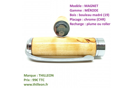 magnet_mrode_plume_ou_roller_bouleau_madr_chrome_stylo_artisanal_bois_thilleon_logo_marque