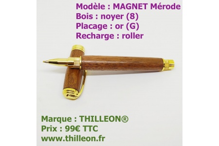 magnet_mrode_roller_noyer_8_or_stylo_artisanal_bois_thilleon_orig_marque