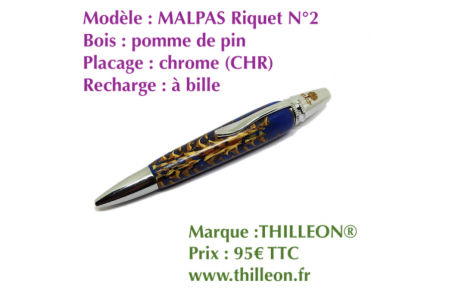 malpas_riquet_n2_pomme_de_pin_resine_bleue_chrome_stylo_artisanal_bois_thilleon_orig_marque