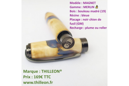merlin_magnet_plume_ou_roller__bouleau_madr_bleu_noir_chien_de_fusil_logo_orig_marque