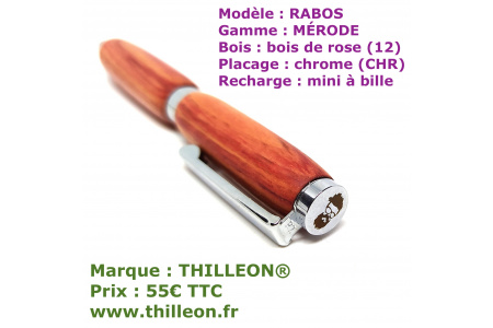 rabos_mrode_mini__bille_bois_de_rose_chrome_stylo_artisanal_bois_thilleon_logo