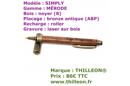 simply_roller_noyer_bronze_antique_stylo_artisanal_bois_thilleon_ouvert_grav_marqu