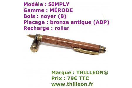 simply_roller_noyer_bronze_antique_stylo_artisanal_bois_thilleon_ouvert_marqu
