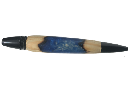 stylo_en_bois_prcieux_hetre_resine_bleue_noir_chien_de_fusil_artisanal_monobloc_merlin__fabrication_thilleon