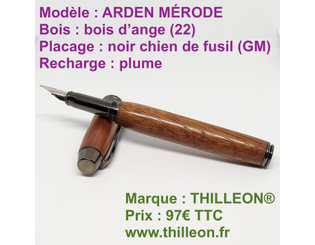 arden_mrode_plume_bois_dange_noir_chien_de_fusil_stylo_artisanal_bois_thilleon_logo_marque