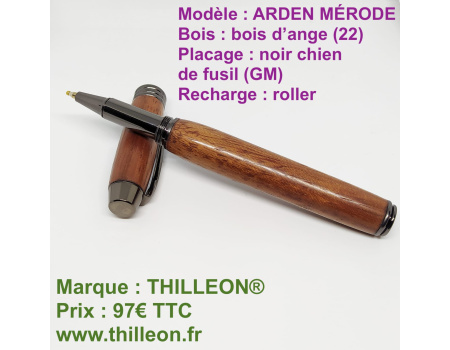 ardenn_mrode_roller_bois_dange_noir_chien_de_fusil_stylo_artisanal_bois_thilleon_logo_marque