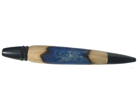 stylo_en_bois_prcieux_hetre_resine_bleue_noir_chien_de_fusil_artisanal_monobloc_merlin__fabrication_thilleon